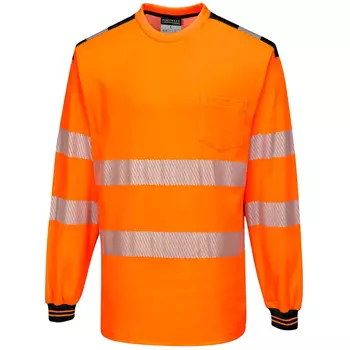 Portwest langermet T-skjorte, Hi-Vis Oransje/Svart