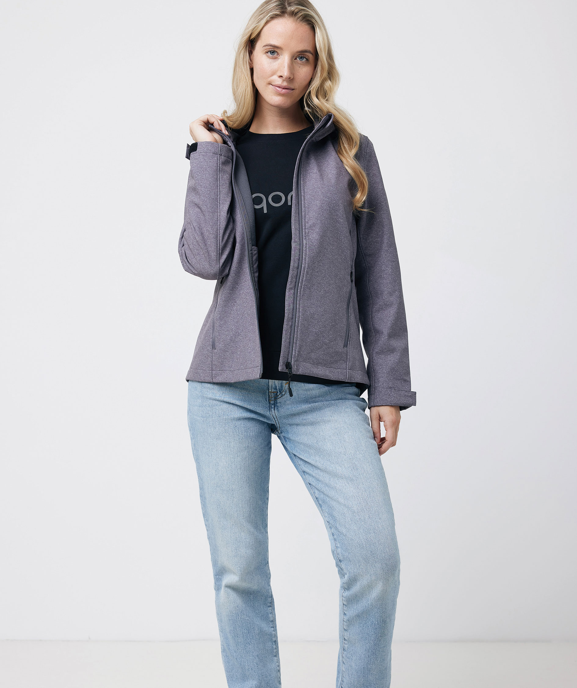 Iqoniq Makalu softshelljacka dam, Vulcano Heather Grey, large image number 9