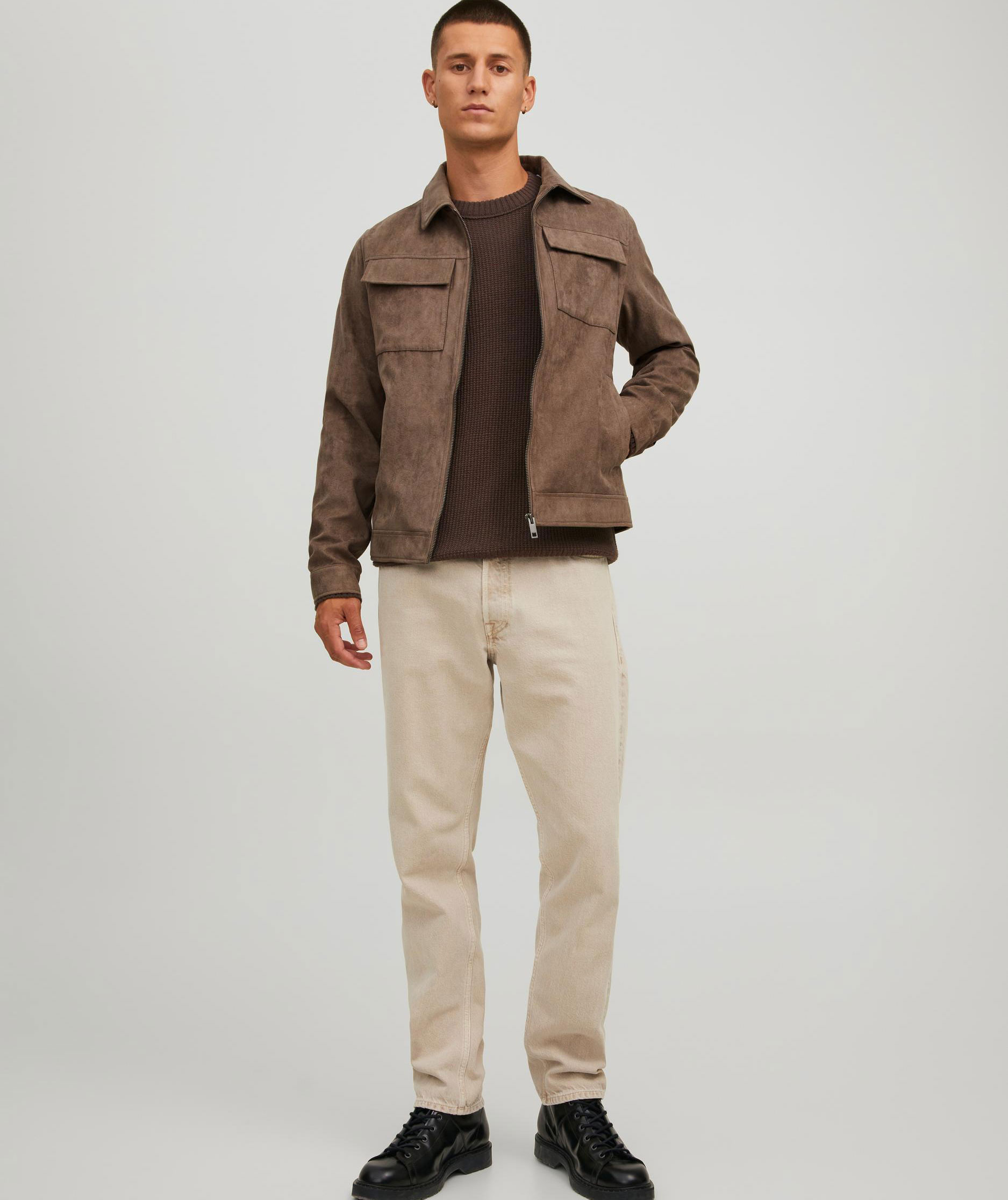 Jack & Jones JJEROCKY PAYTON imiterad skinnjacka, Falcon