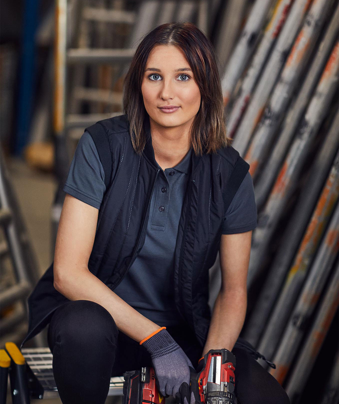 ID women's Pique Polo T-shirt with stretch, Charcoal