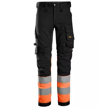 Snickers AllroundWork work trousers 6334, Black/Hi-vis Orange
