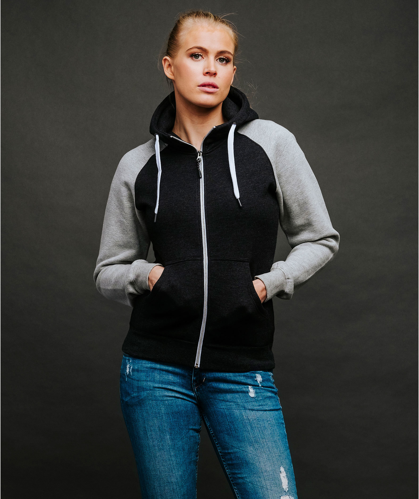 YOU Katherine Raglan women's hoodie, Cokemottled/greymottled, large image number 1