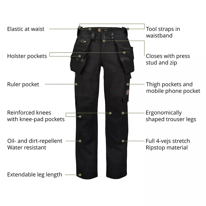 Westborn hantverksbyxa full stretch, Black, large image number 3