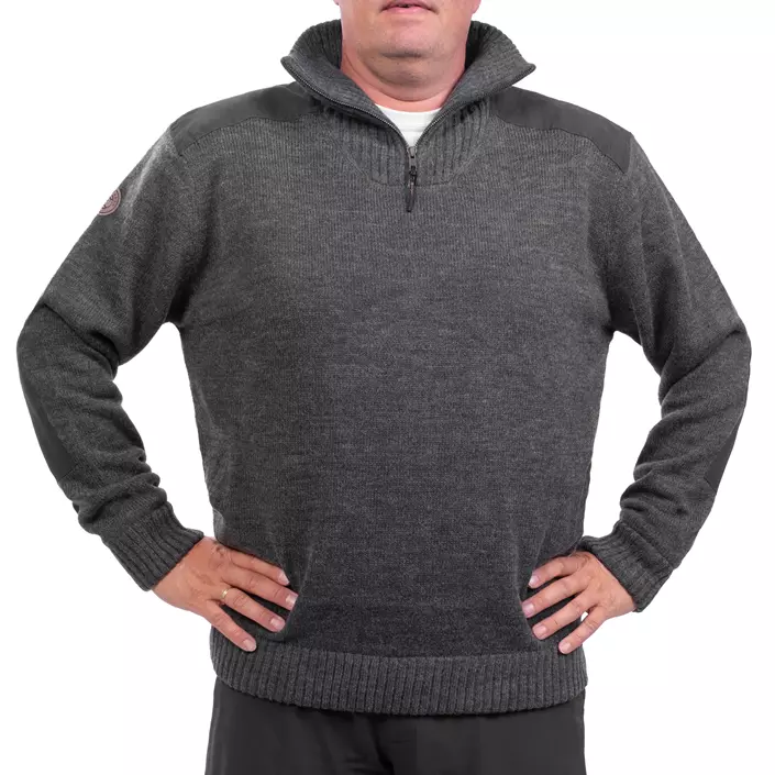 Westborn windbreaker stickad tröja, Charcoal Melange, large image number 1