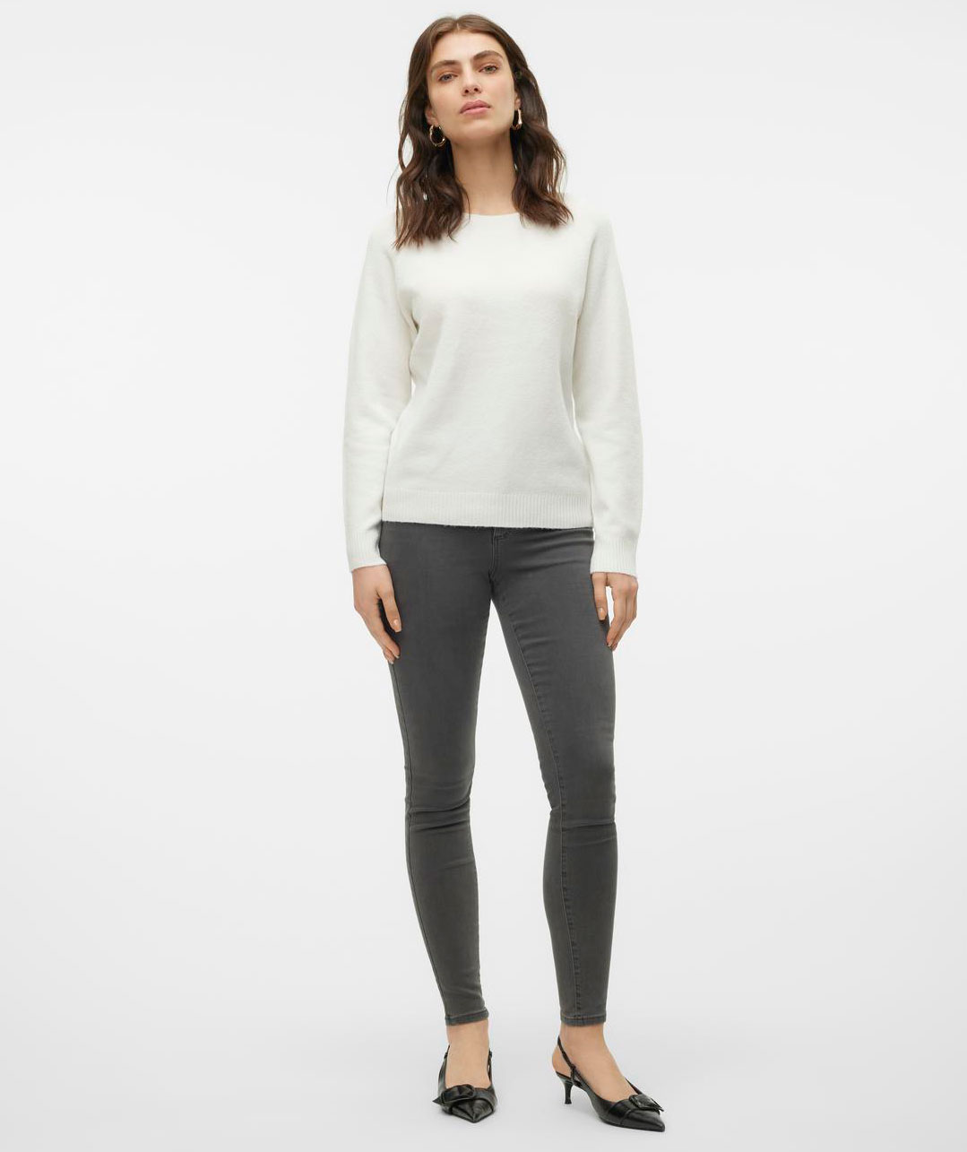 Vero Moda VMDOFFY women's knitted pullover, Snow White Melange, large image number 5