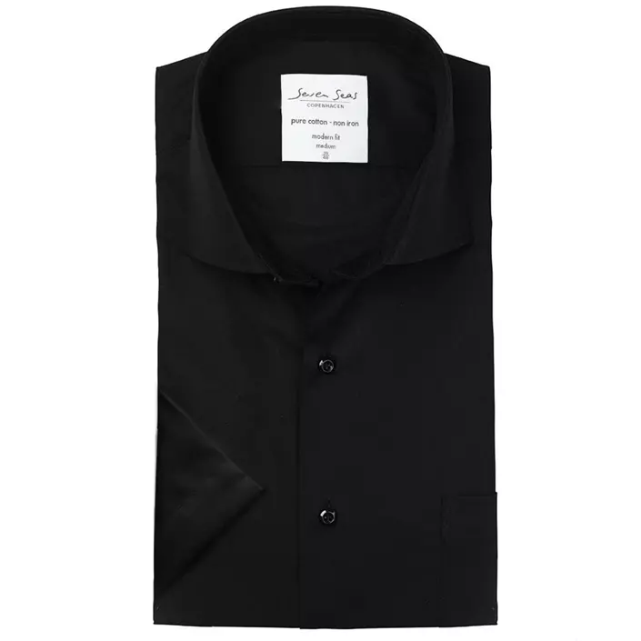 Seven Seas modern fit Poplin short-sleeved shirt, Black, large image number 4
