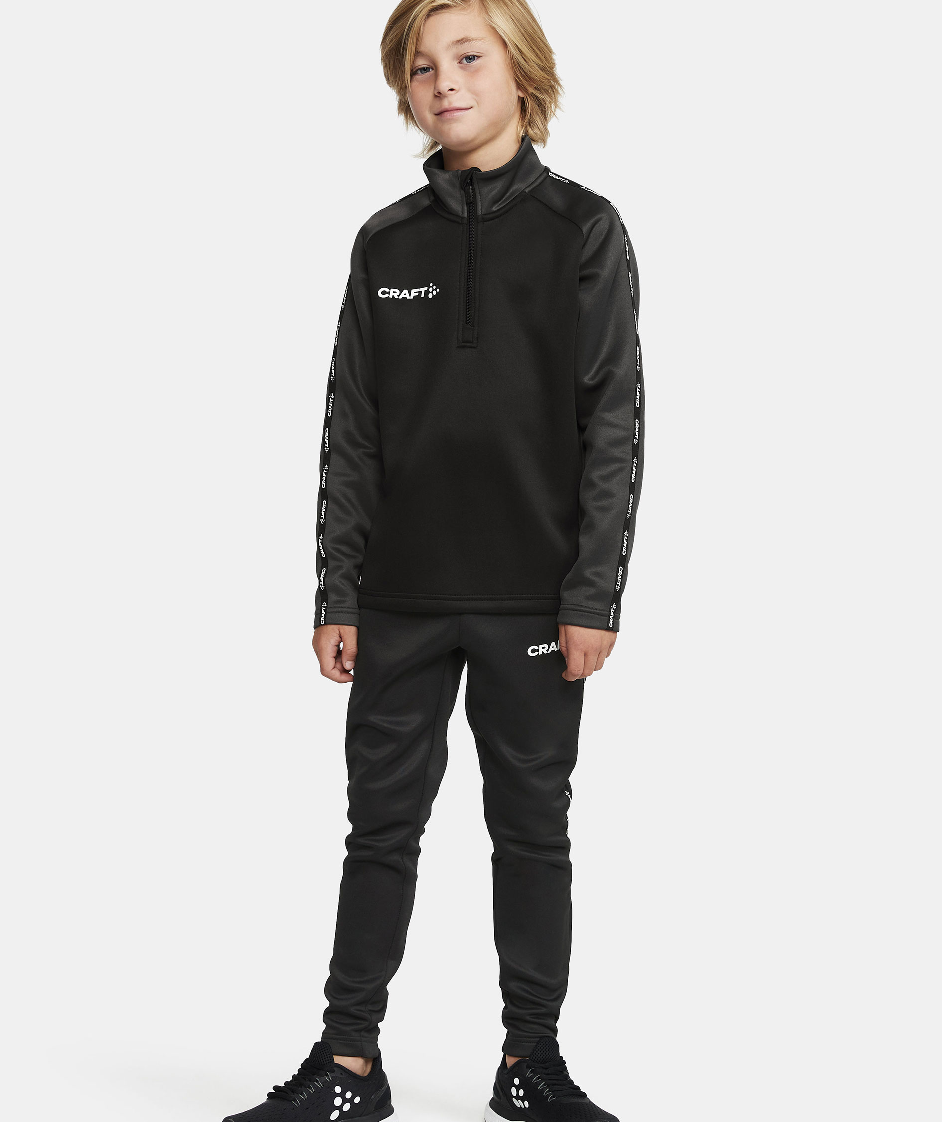 Craft Squad 2.0 halfzip training pullover for kids, Black/Granite