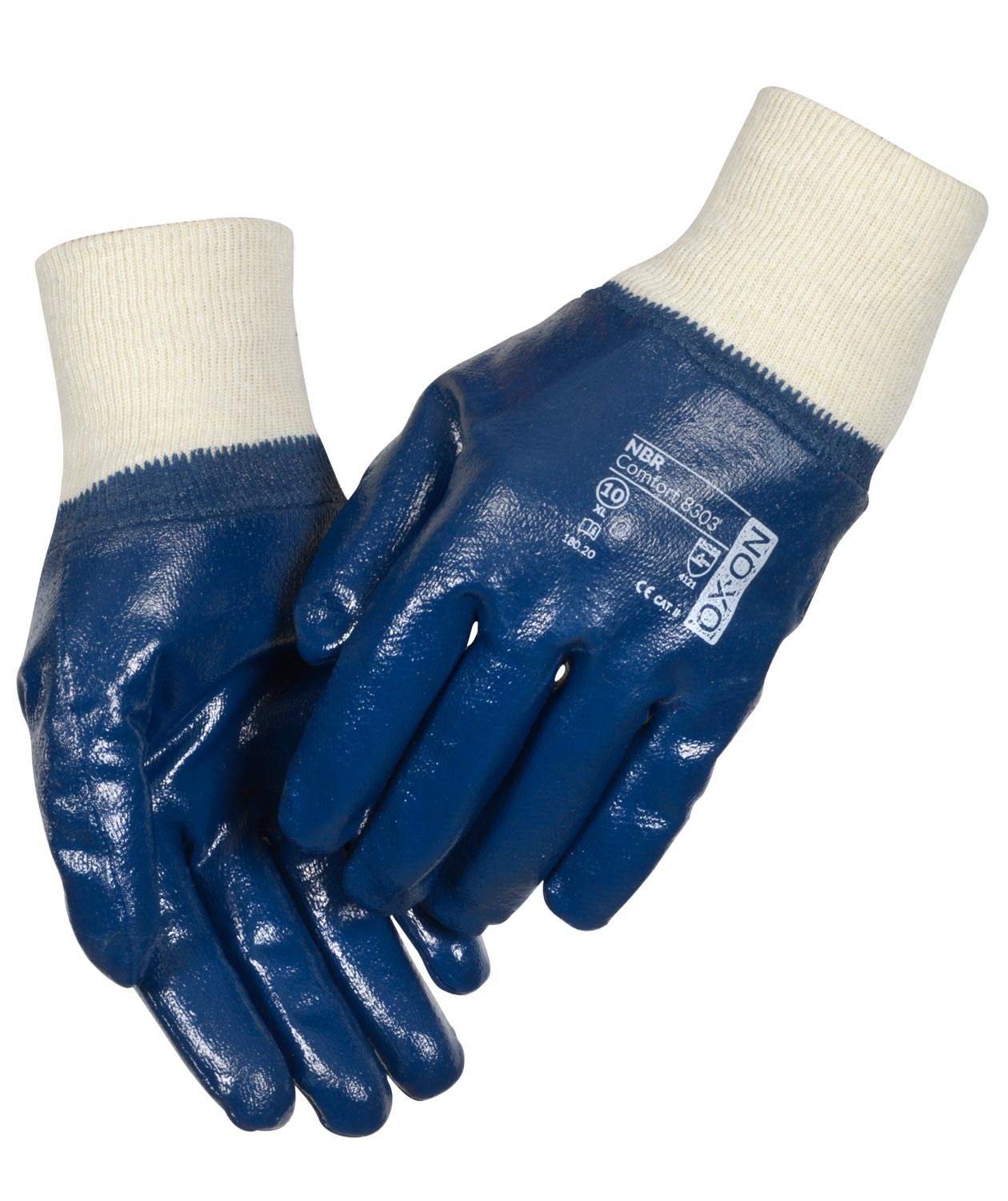 OX-ON NBR Comfort 8303 arbetshandskar, Bl&aring;/Natur
