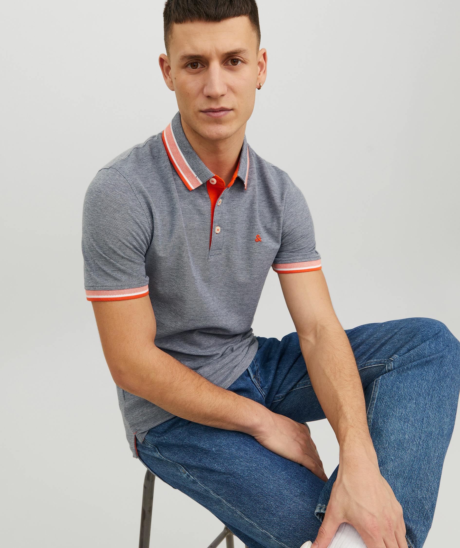 Jack & Jones JJEPAULOS polo T-skjorte, Navy Blazer/Neon, large image number 3