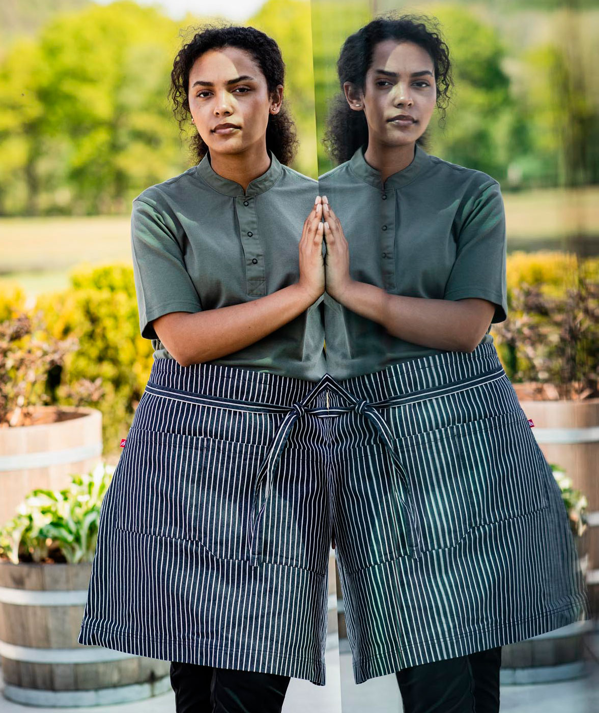 Segers apron with pockets, Striped Denim