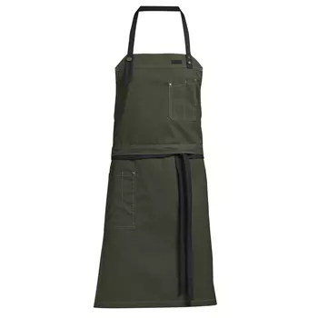 Kentaur Raw bib apron with pockets, Olive Green