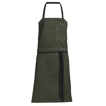 Kentaur Raw bib apron with pockets, Olive Green