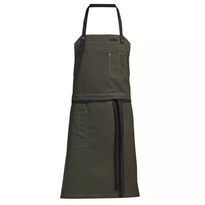 Kentaur Raw bib apron with pockets, Olive Green, Olive Green, large image number 0