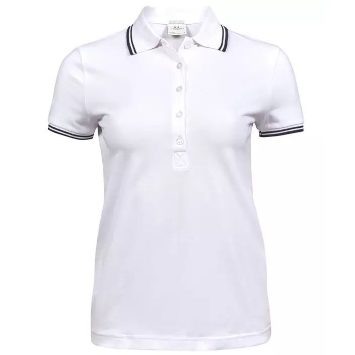 Tee Jays Luxury Stripe dame polo T-skjorte, White/Navy, large image number 0