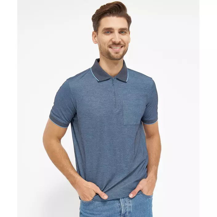 Belika Valencia half-zip polo shirt, Navy melange, large image number 1