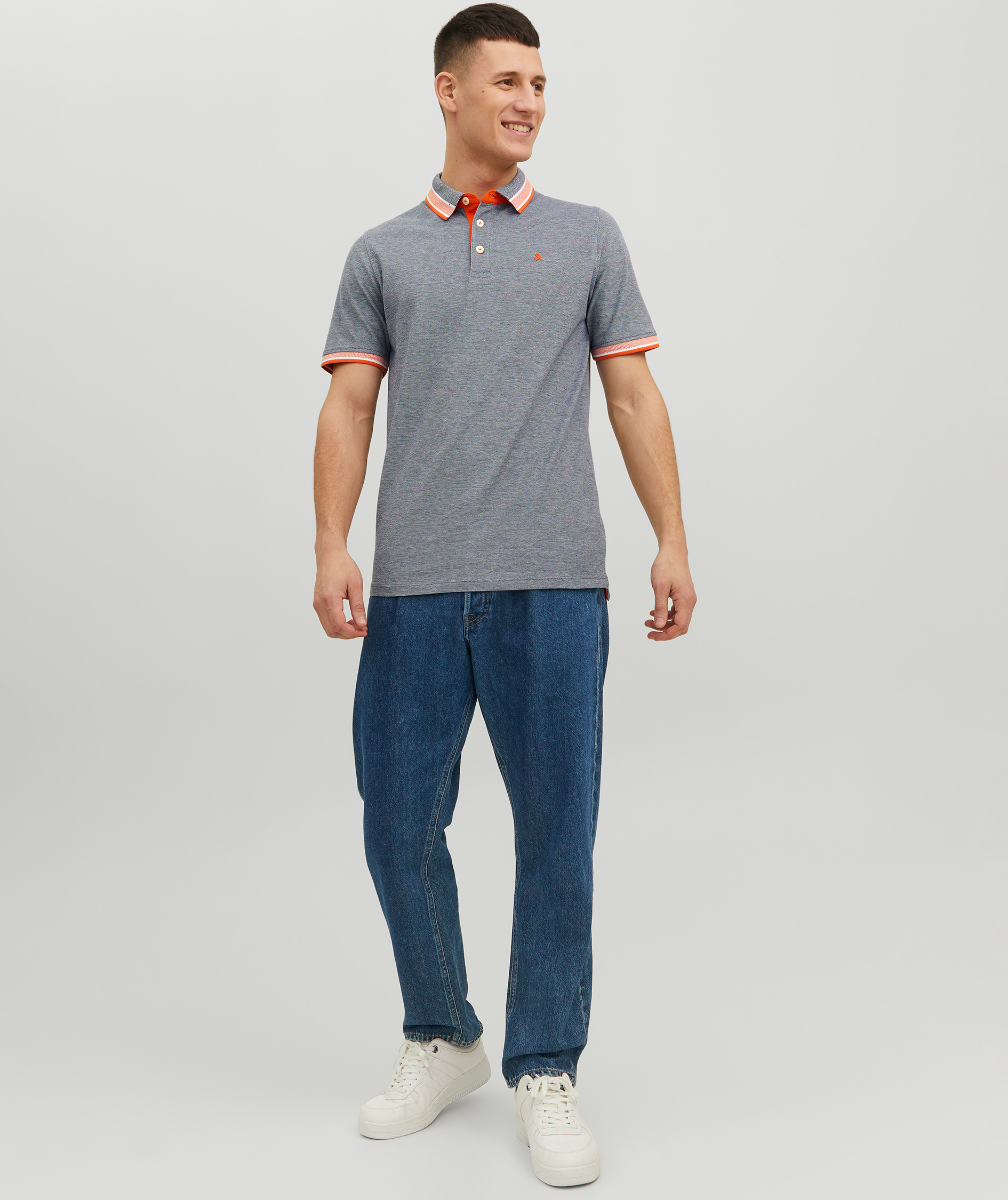 Jack & Jones JJEPAULOS polo T-skjorte, Navy Blazer/Neon, large image number 6