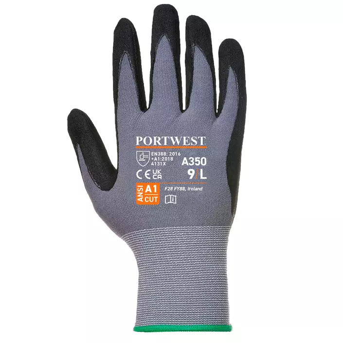Portwest DermiFlex work gloves, Black/Grey, large image number 1