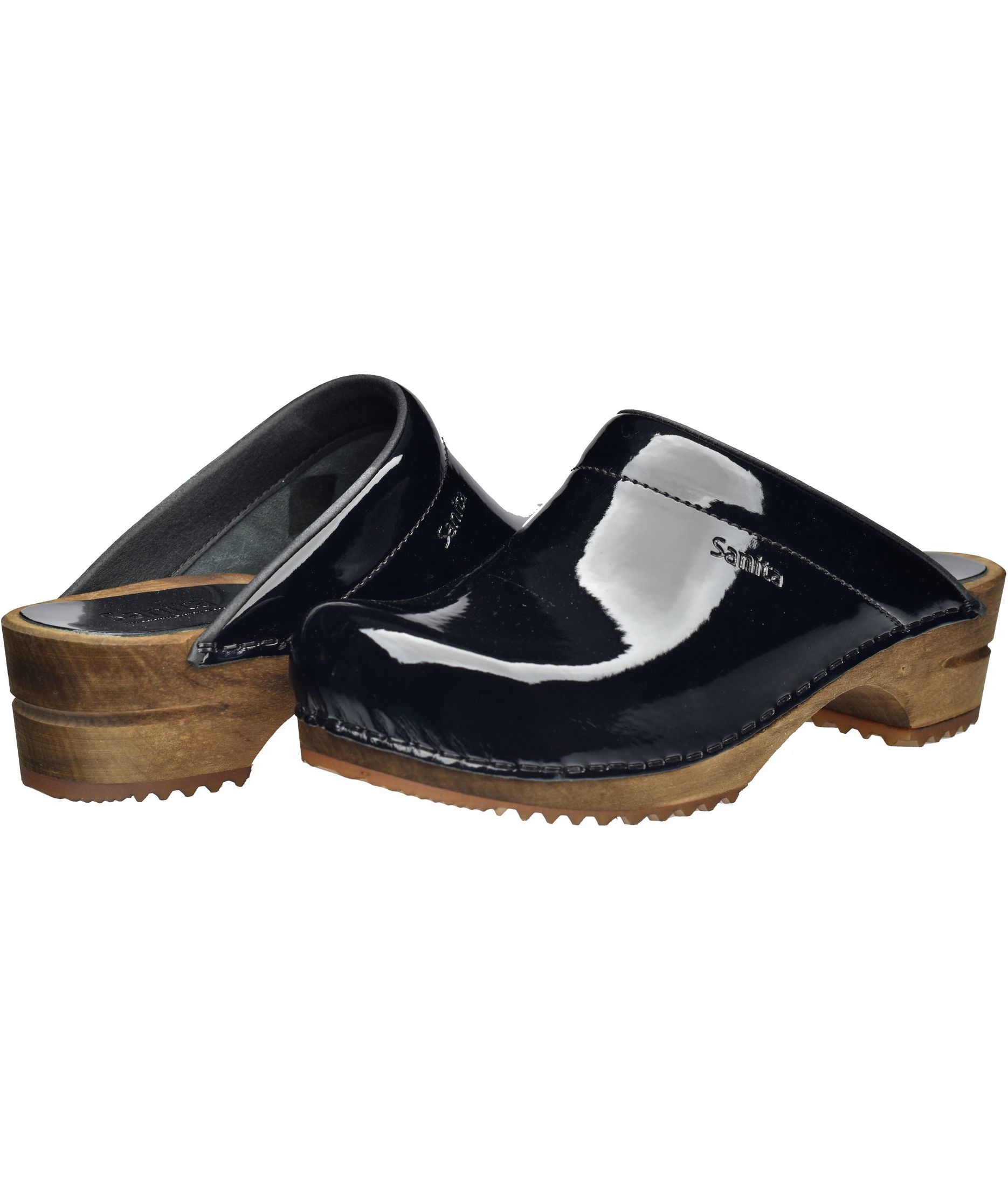 Sanita Classic patent women's clogs, Black, large image number 5