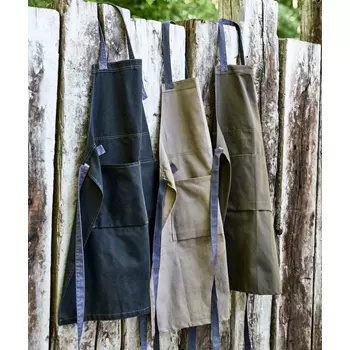 Nybo Workwear New Nordic bib apron with pockets, Khaki/Blue