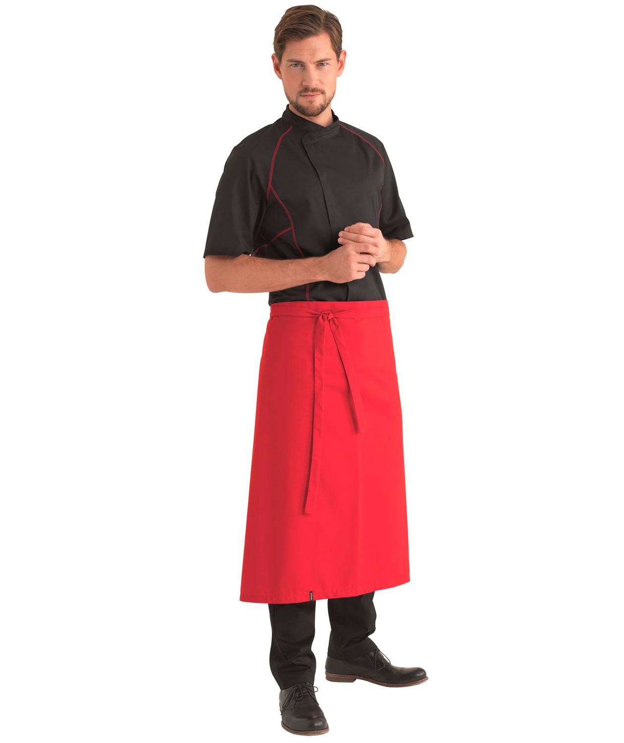 Kentaur short-sleeved chefs jacket, Black/Red