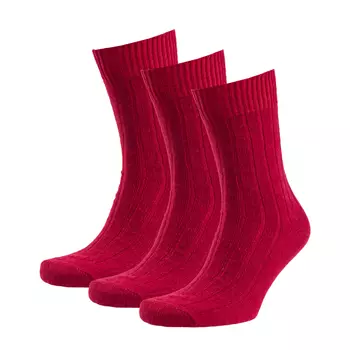 3-pack sokker med merinoull, Scarlet Red