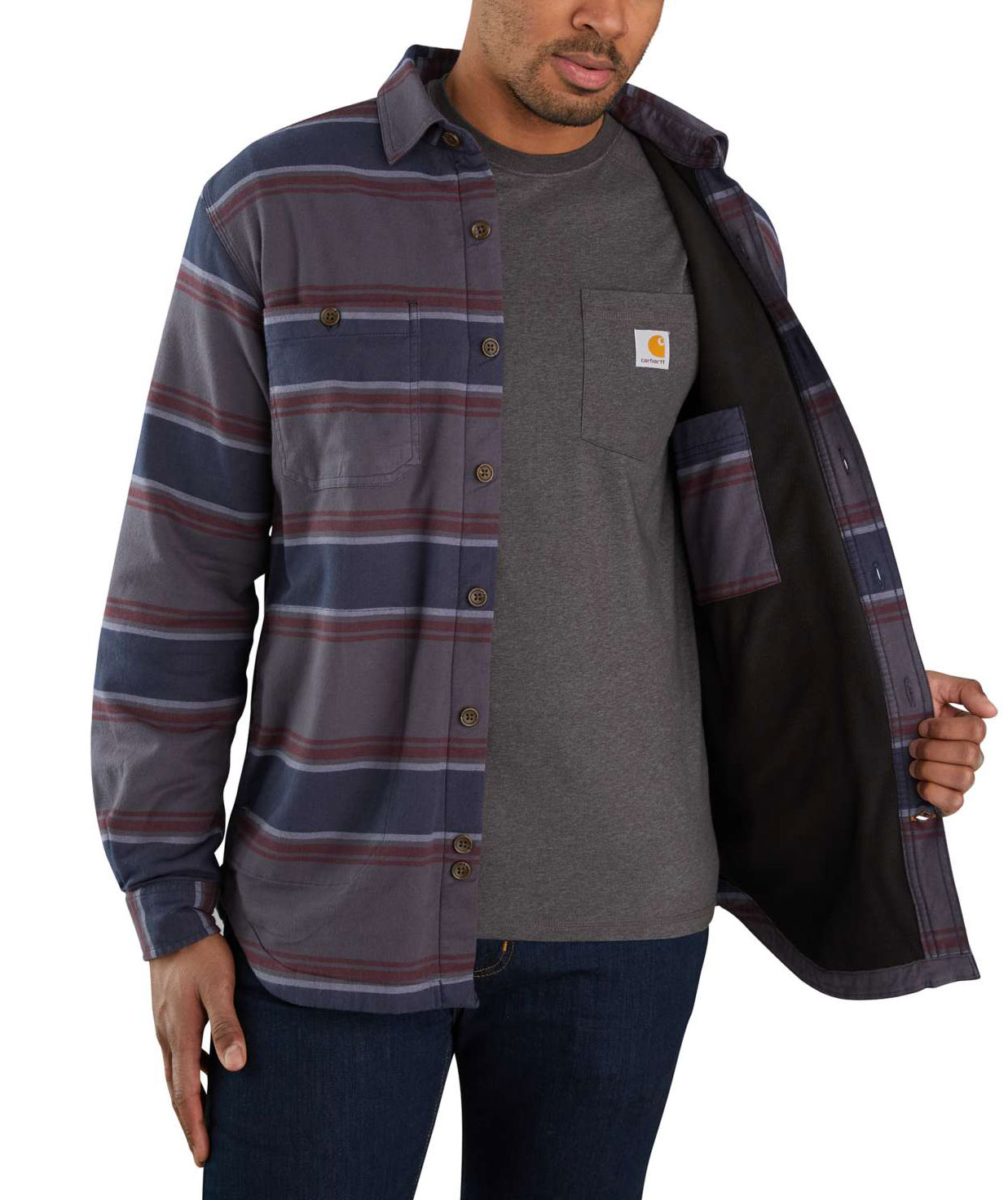 Carhartt Hamilton Gef&uuml;tterte Hemdjacke, Shadow Stripe, large image number 2