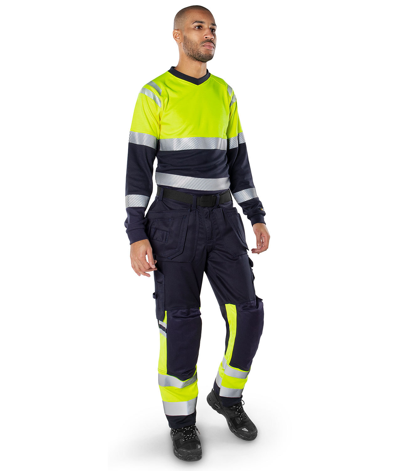 Fristads Flamestat long-sleeved T-shirt 7107 TFL, Hi-vis Yellow/Marine