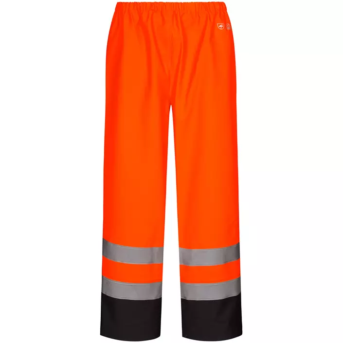 Lyngsøe PU/PVC rain trousers, Hi-vis Orange/Marine, large image number 0