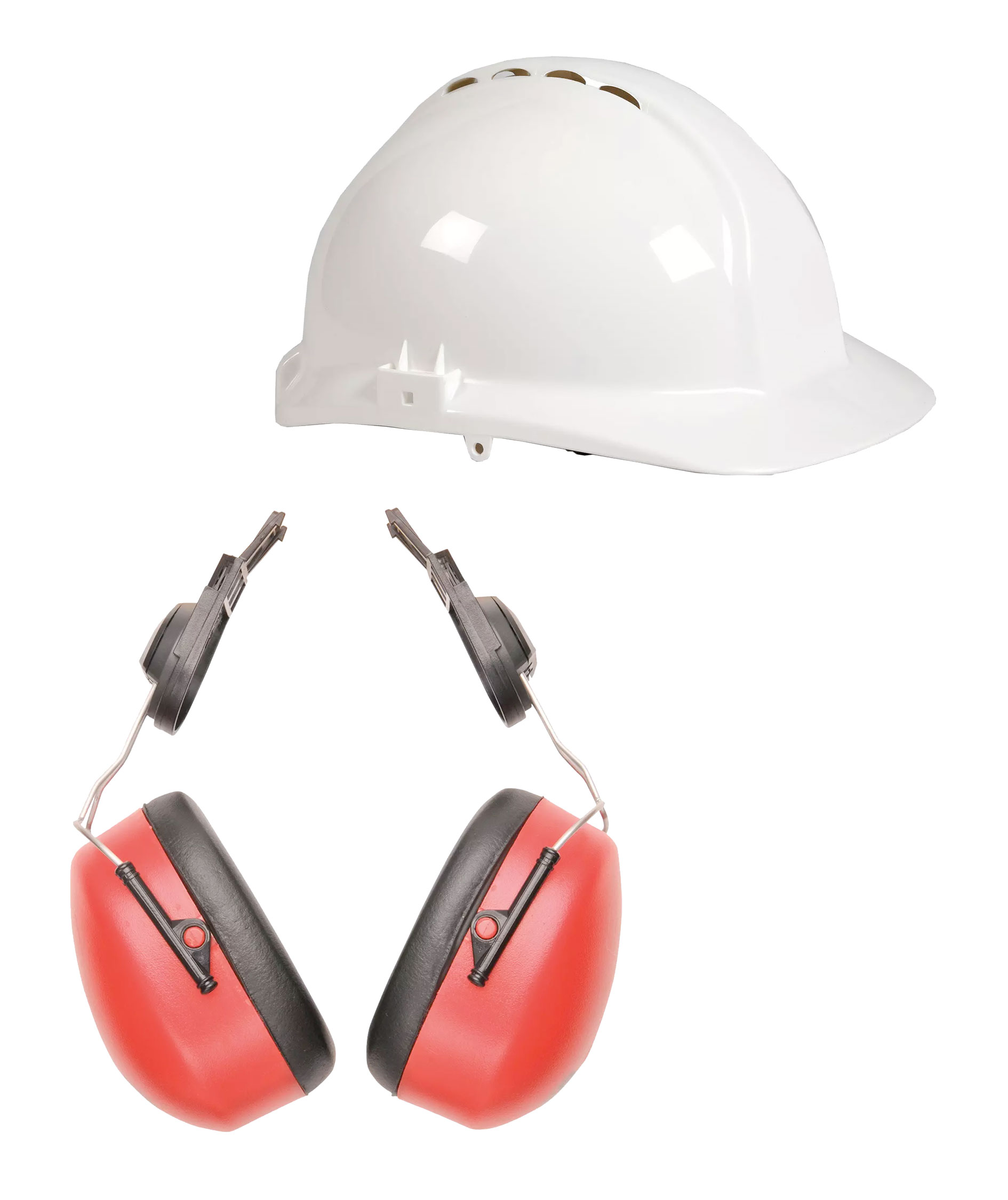 Centurion safety helmet and Portwest helmet mounted ear defenders