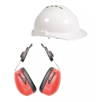 Centurion safety helmet and Portwest helmet mounted ear defenders