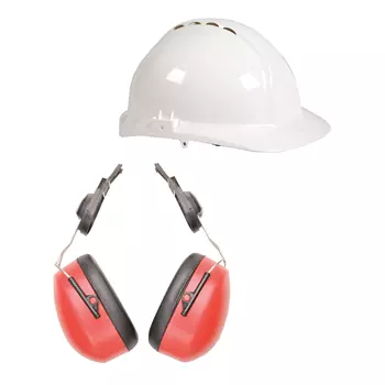 Centurion safety helmet and Portwest helmet mounted ear defenders