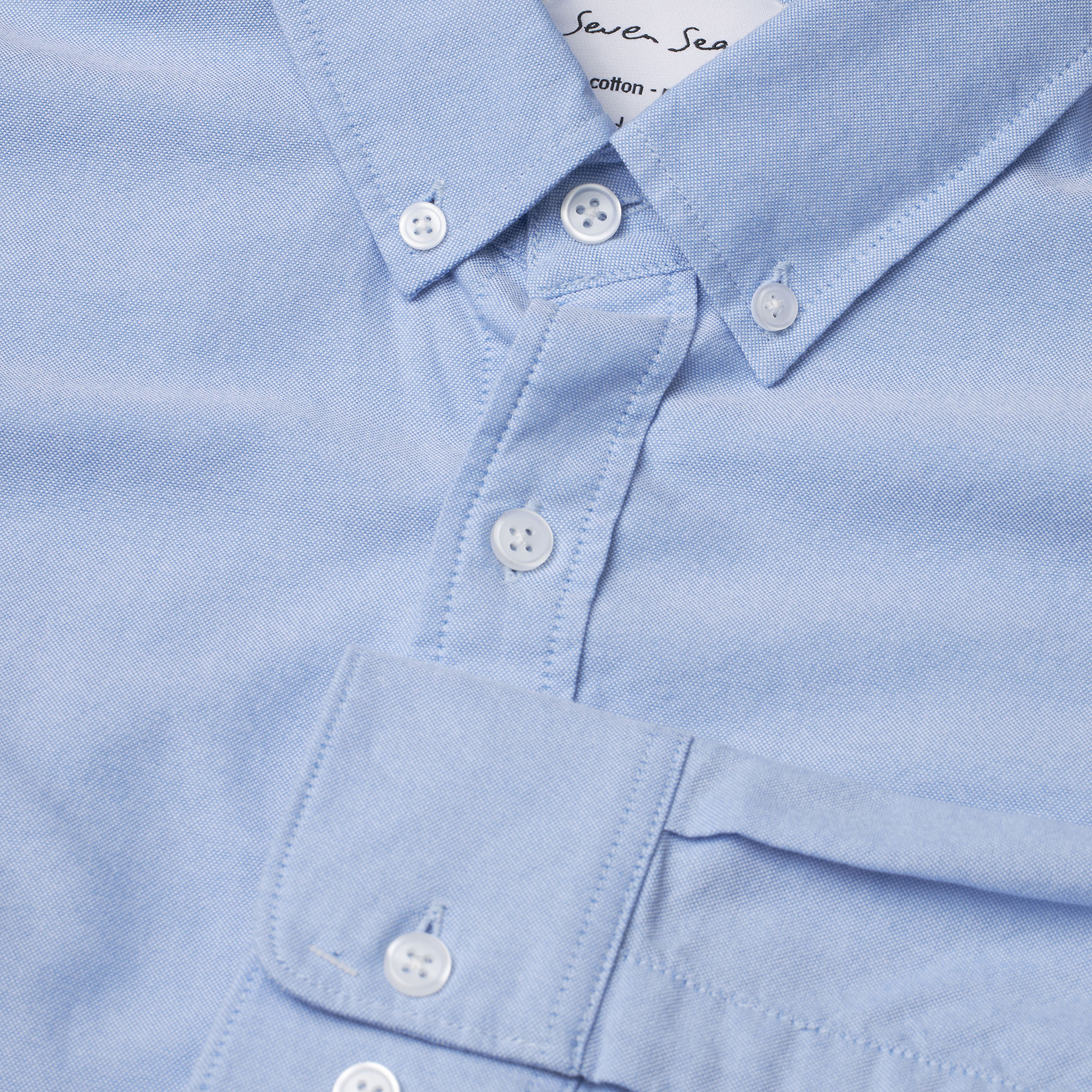 Seven Seas Oxford Modern fit skjorte, Lys Bl&aring;, large image number 4