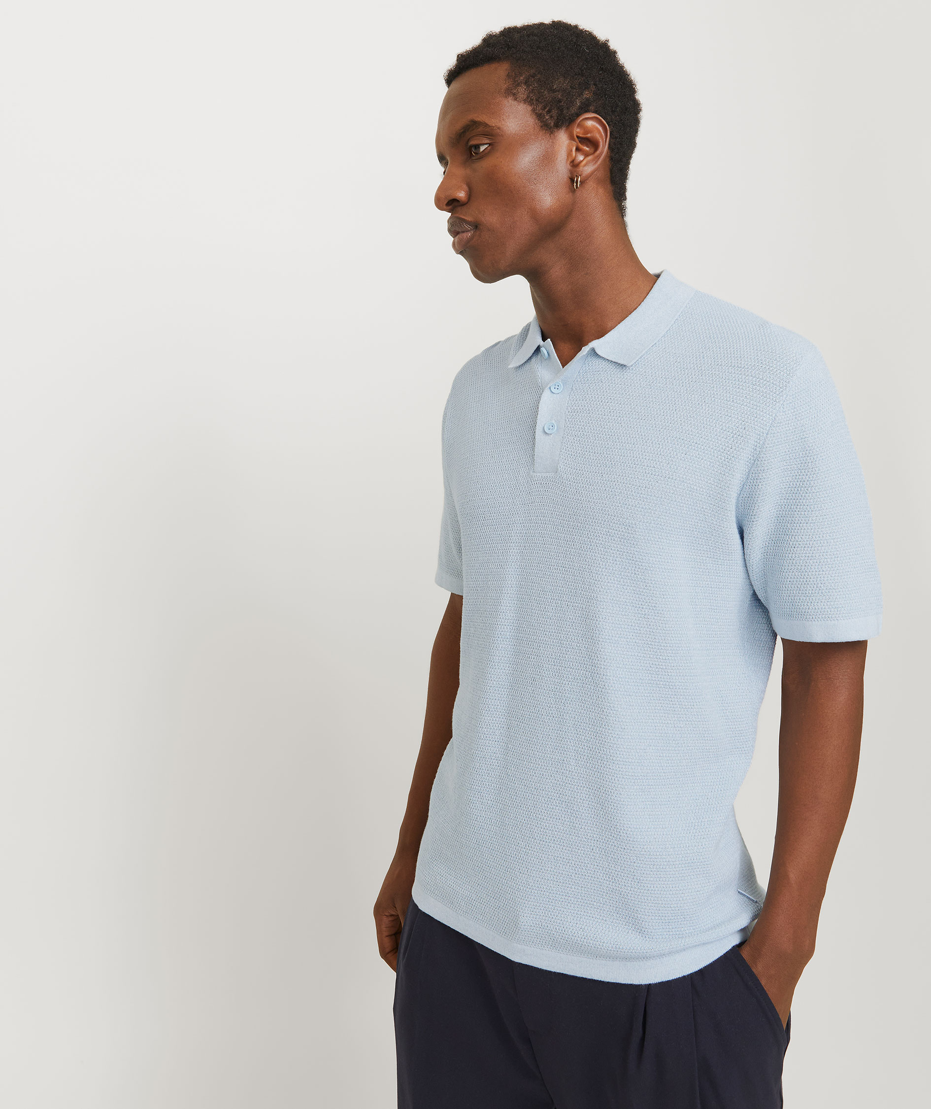 Jack & Jones JJEGEORGE stickad pik&eacute;tr&ouml;ja, Chambray Blue, large image number 3