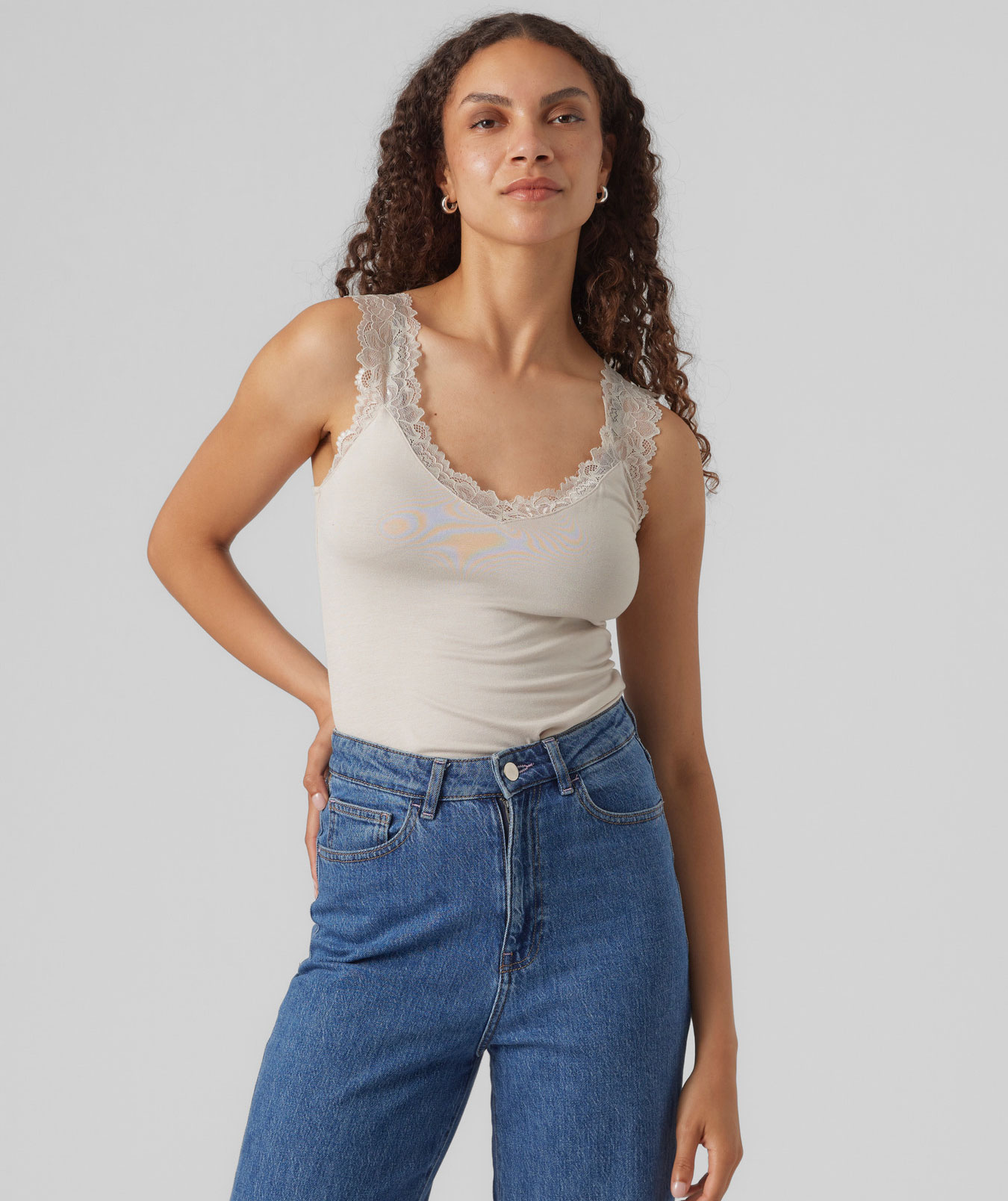 Vero Moda VMROSA Damen Top, Pumice Stone, large image number 1