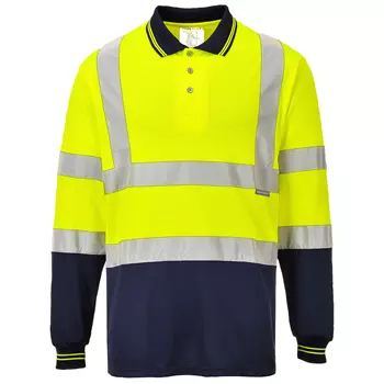 Portwest langärmliges Poloshirt, Hi-Vis gelb/marine