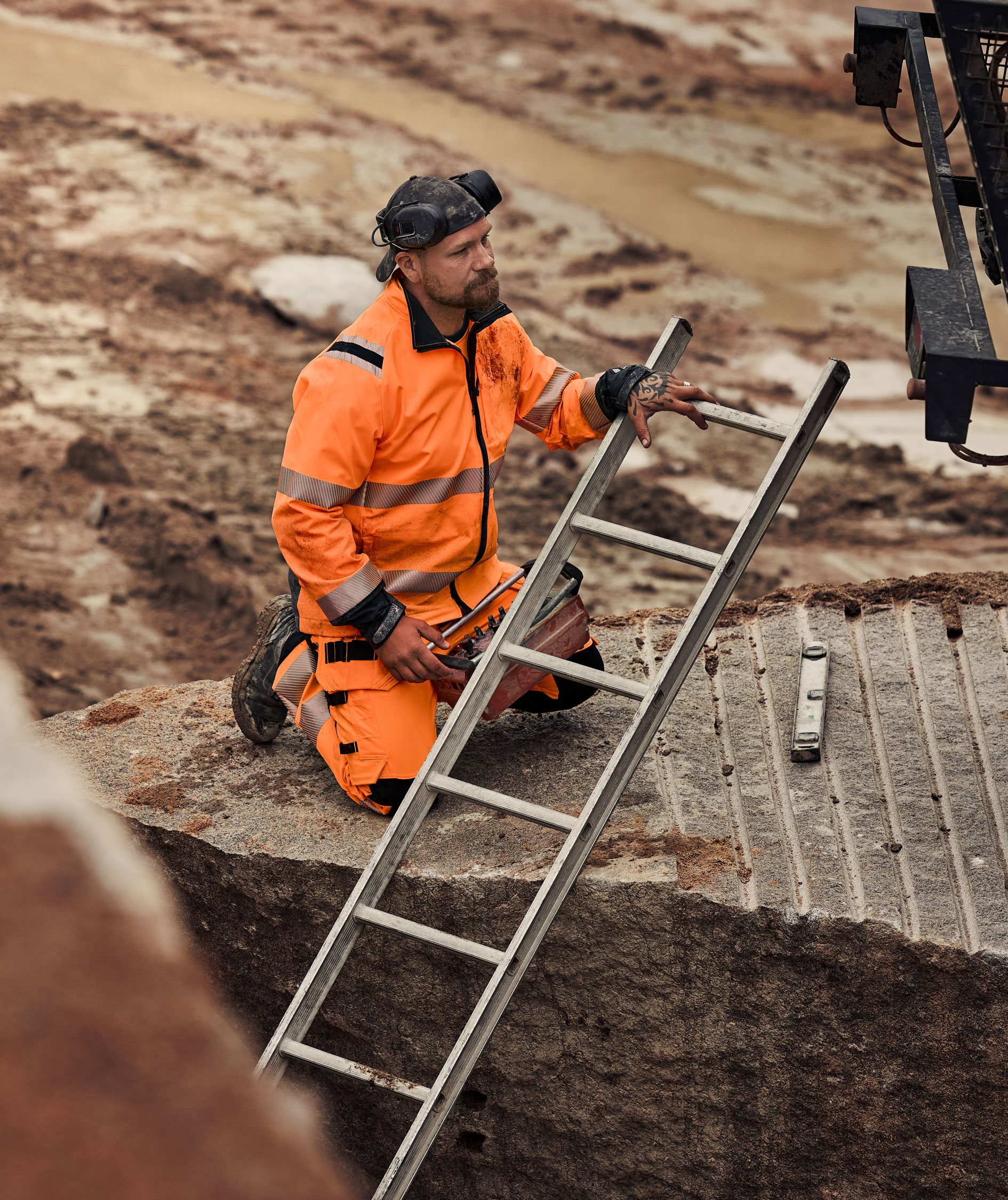 Fristads Green work jacket 4647 GSTP full stretch, Hi-Vis Orange/Navy, large image number 3