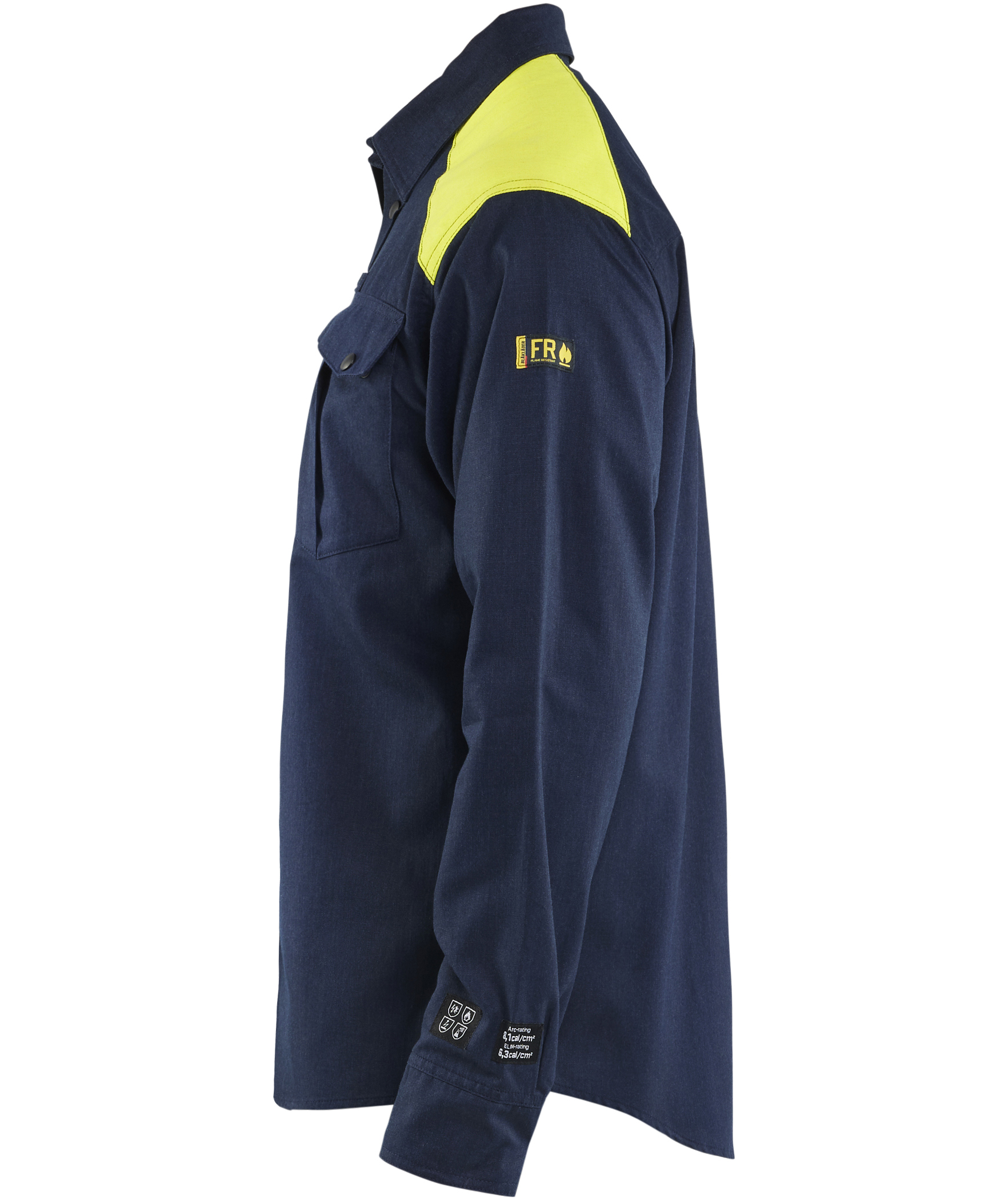 Bl&aring;kl&auml;der FR arbejdsskjorte, Marine/Hi-Vis gul, large image number 4