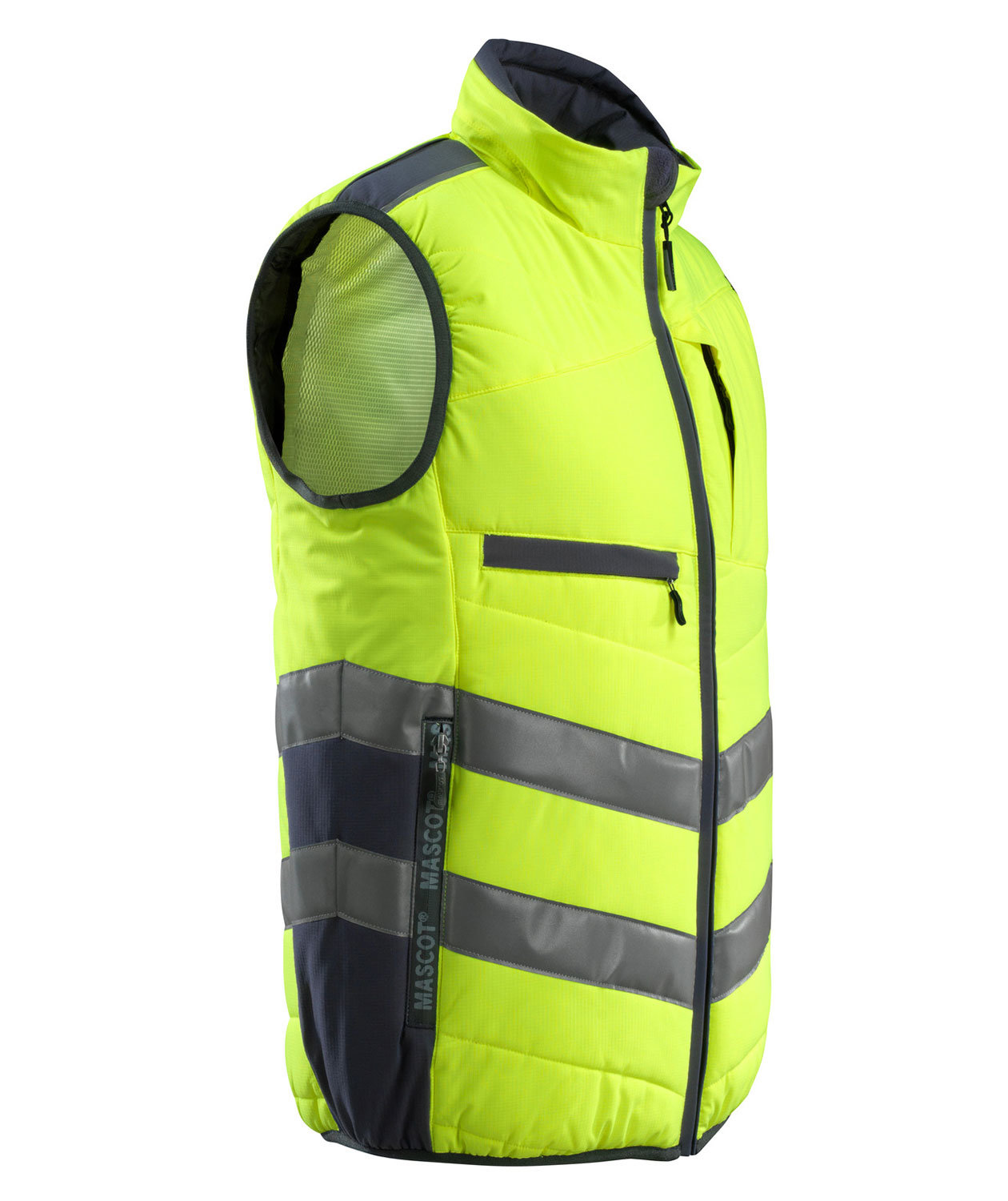 Mascot Safe Supreme Grimsby vattert vest, Hi-Vis Gul/M&oslash;rk Marine, large image number 3