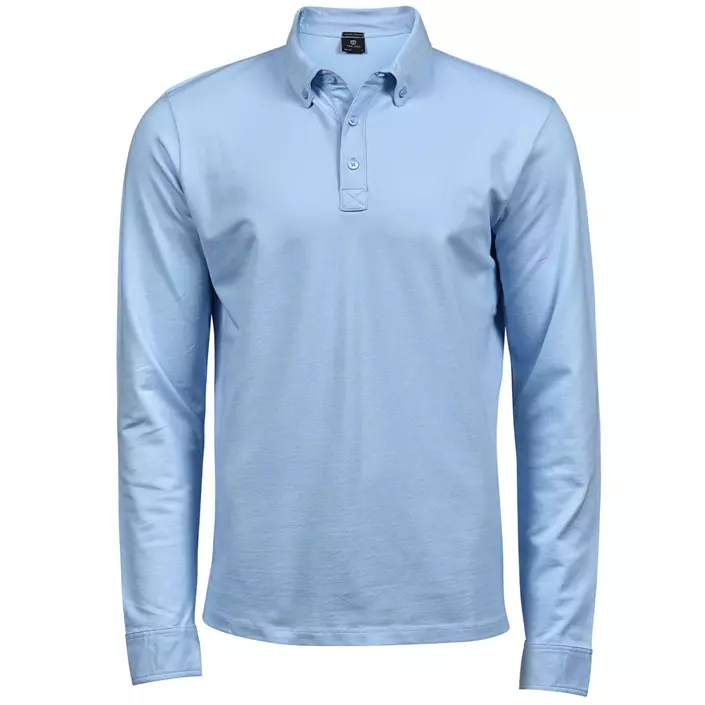 Tee Jays Luxury stretch langærmet button-down polo T-shirt, Light-Blue, large image number 0