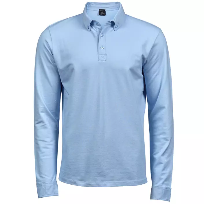 Tee Jays Luxury stretch langermet button-down polo T-skjorte, Light-Blue, large image number 0