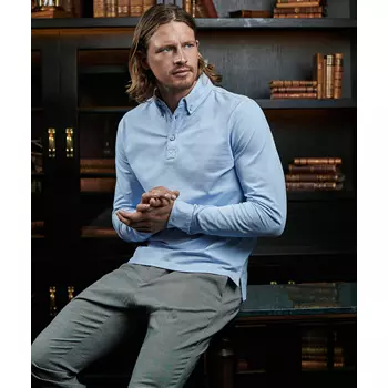 Tee Jays Luxury stretch langermet button-down polo T-skjorte, Light-Blue