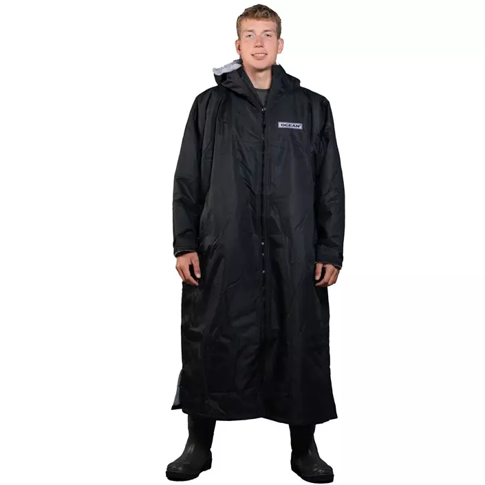 Ocean Aqua Shield poncho med lynlås, Black, large image number 0