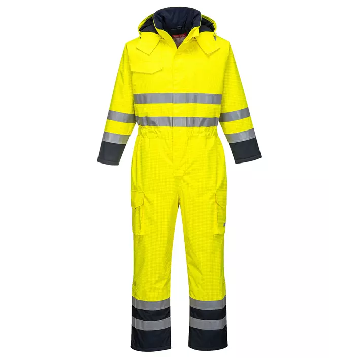Portwest BizFlame rain coverall, Hi-Vis yellow/marine, large image number 0