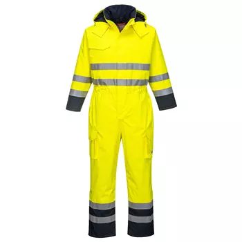 Portwest BizFlame regn overall, Varsel yellow/marinblå