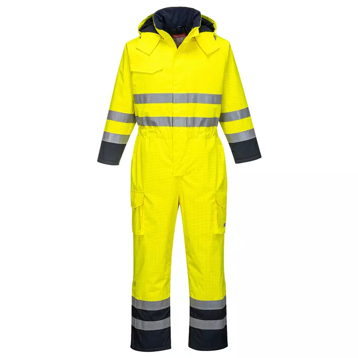 Portwest BizFlame rain coverall, Hi-Vis yellow/marine, large image number 0