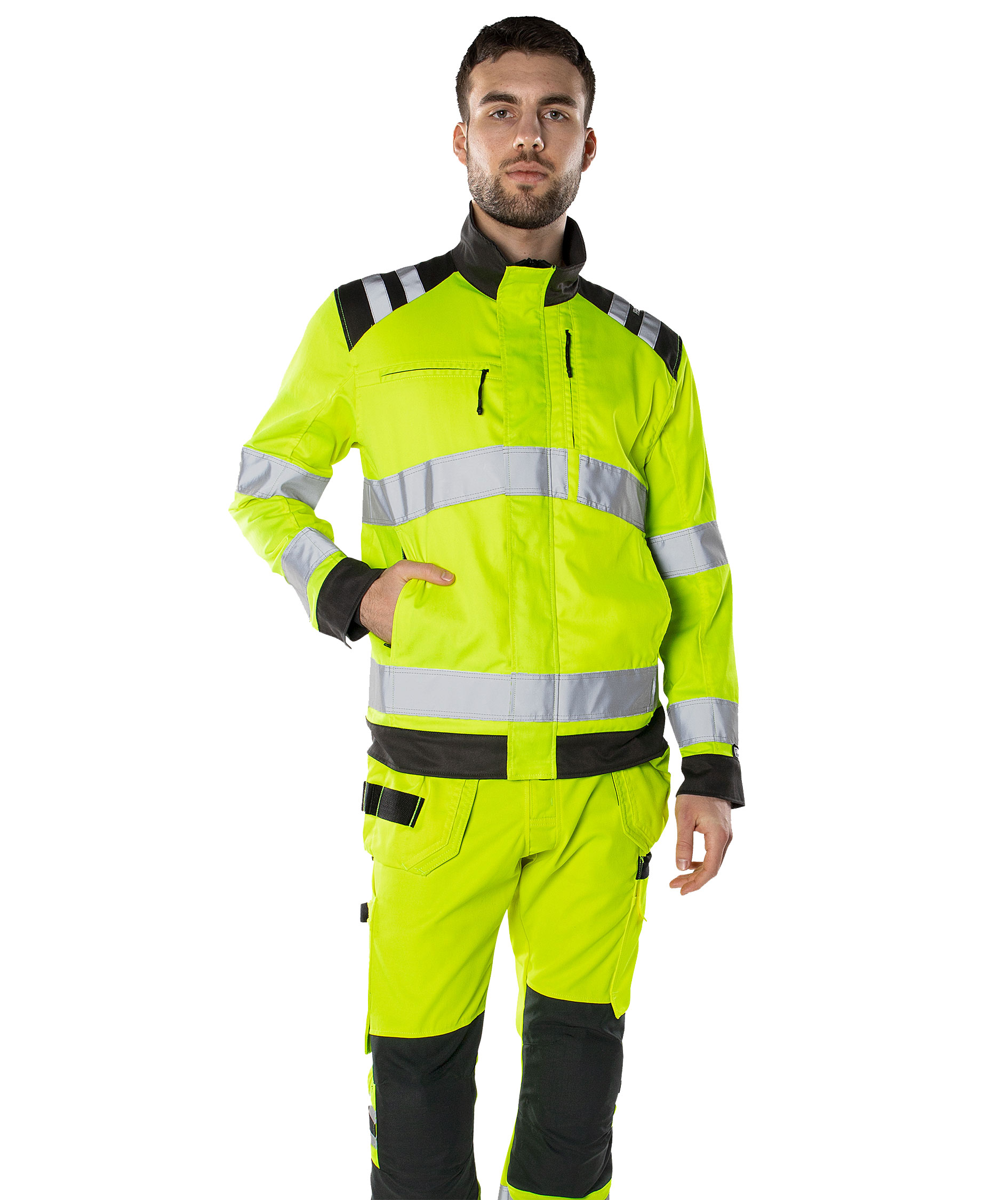 Fristads Green Arbeitsjacke 4067 GPLU, Hi-vis Gelb/Schwarz, large image number 1