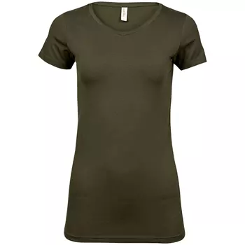 Tee Jays dame T-shirt med stretch / lang model, Olivengrøn