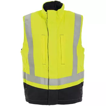 Tranemo Tera TX fleece vest, Hi-vis yellow/Marine blue