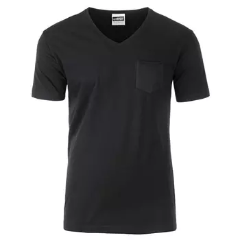 James & Nicholson T-shirt with chestpocket, Black