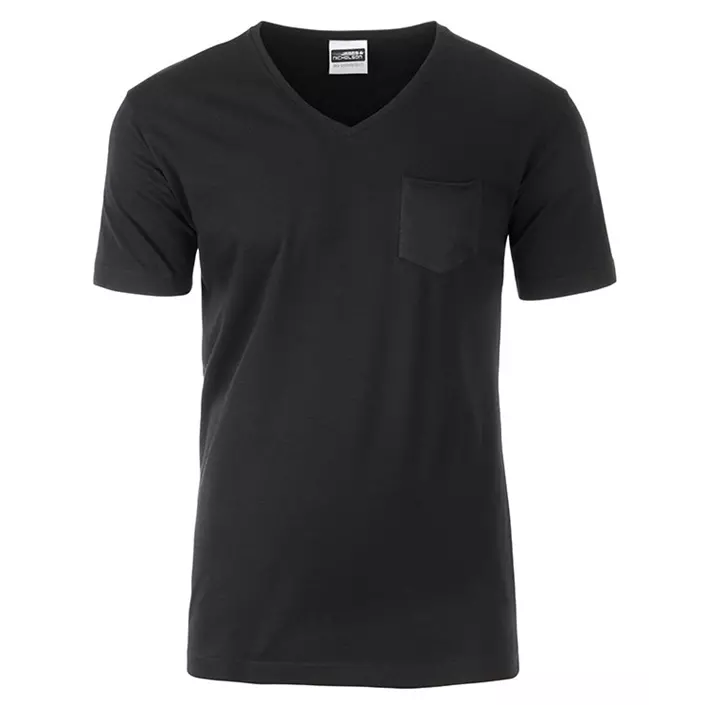 James & Nicholson T-shirt with chestpocket, Black, large image number 0